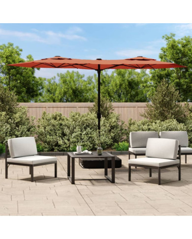 Parasol de jardin à double tête avec LED terre cuite 316x240 cm | Mobilier & Déco