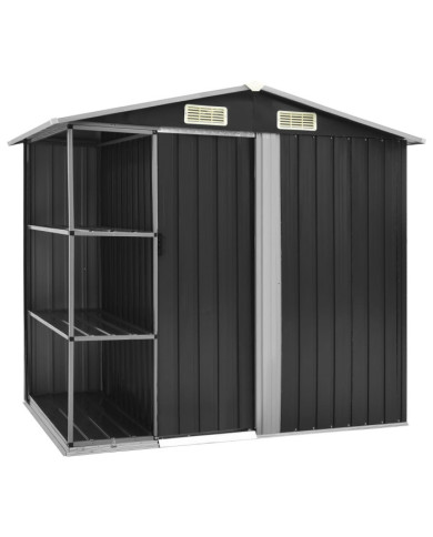 Abri de jardin avec étagère Anthracite 205x130x183 cm Fer | Mobilier & Déco