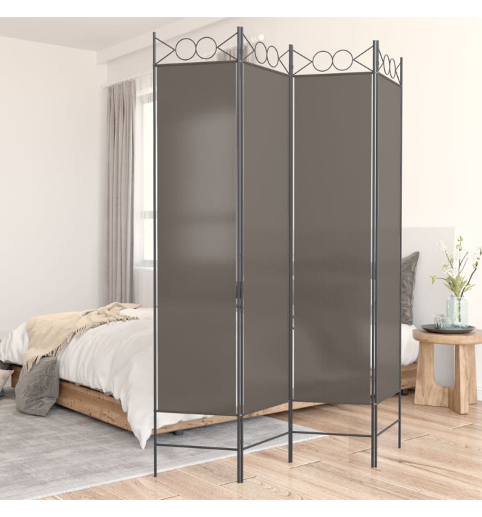 Cloison de séparation 4 panneaux Anthracite 160x200 cm Tissu | Mobilier & Déco