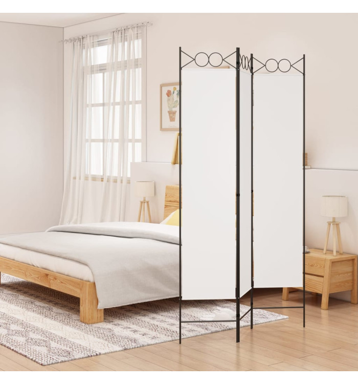 Cloison de séparation 3 panneaux Blanc 120x200 cm Tissu | Mobilier & Déco