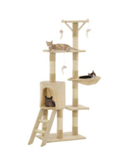 Arbre à chat avec griffoirs en sisal 138 cm Beige | Mobilier & Déco