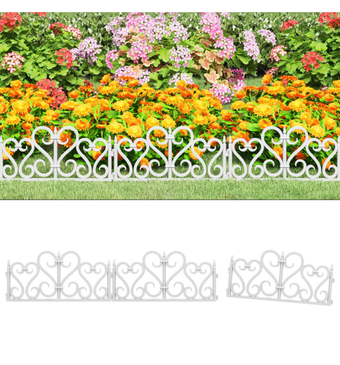 Bordures de pelouse 17 pcs Blanc 10 m PP | Mobilier & Déco
