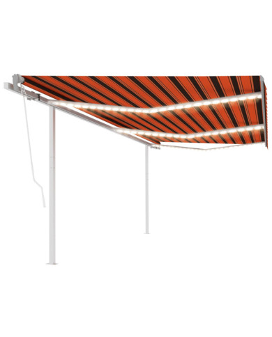 Auvent automatique capteur de vent et LED 6x3,5 m Orange marron | Mobilier & Déco