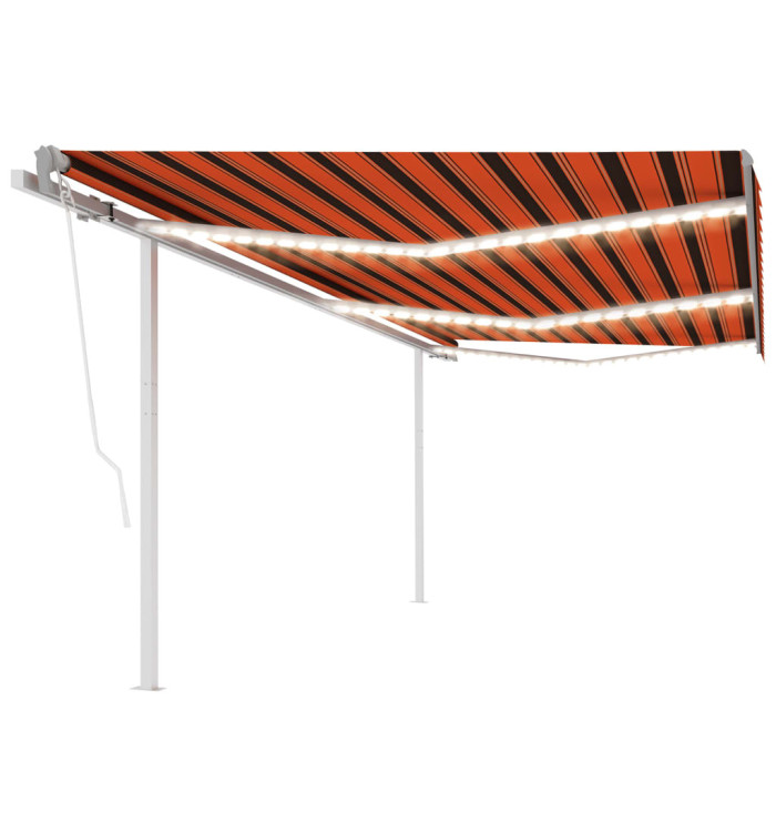 Auvent automatique capteur de vent et LED 6x3,5 m Orange marron | Mobilier & Déco