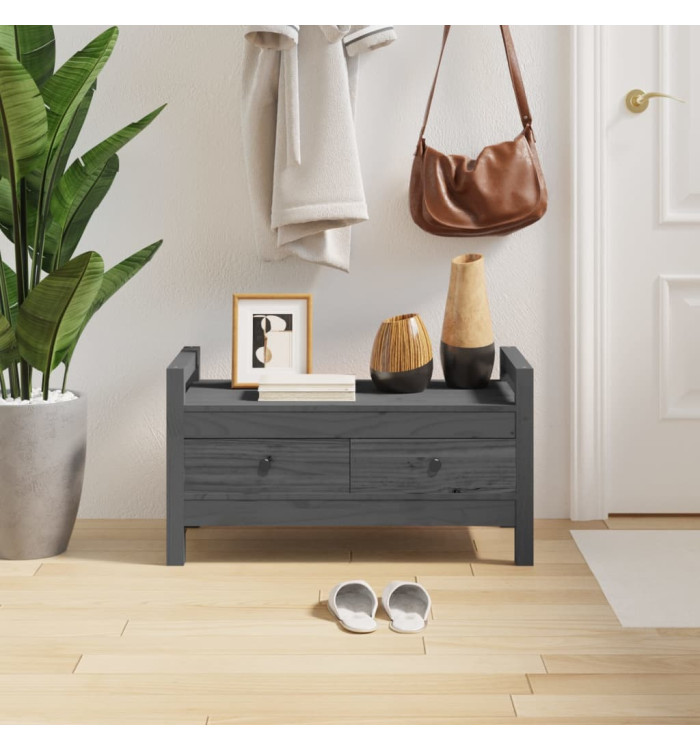Banc d'entrée Gris 80x40x43 cm Bois de pin massif | Mobilier & Déco