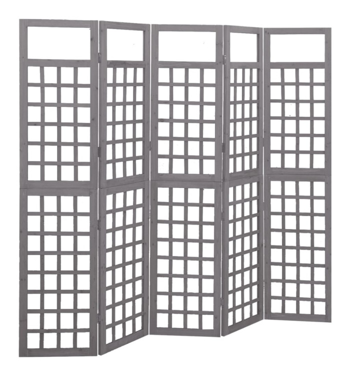 Cloison de séparation à 5 panneaux Bois de pin Gris 201,5x180cm | Mobilier & Déco