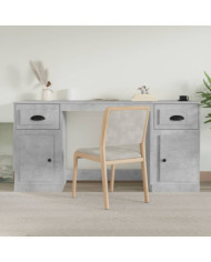 Bureau avec armoire gris béton bois d'ingénierie | Mobilier & Déco