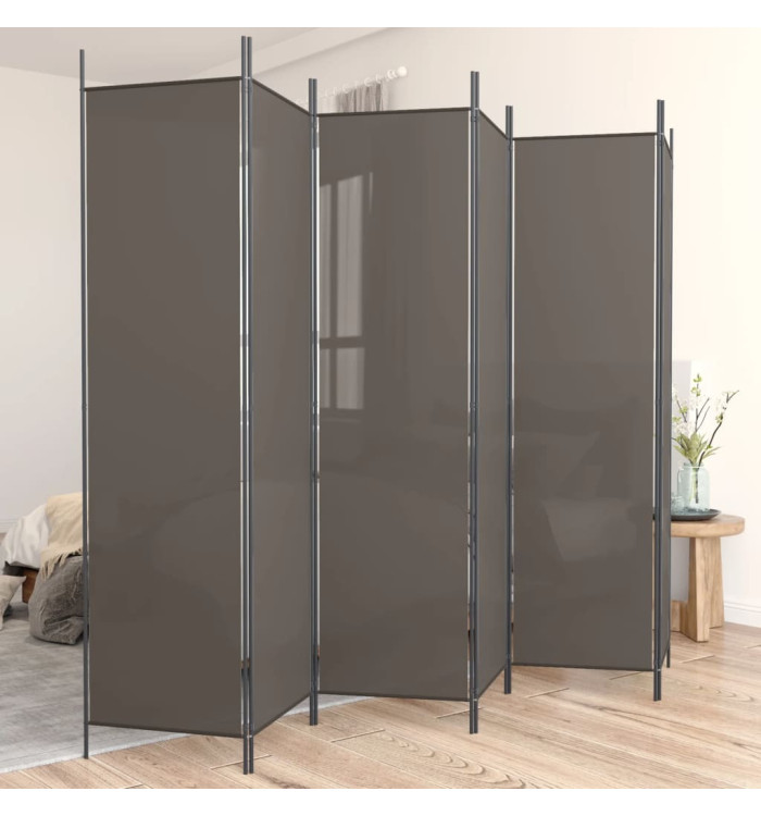 Cloison de séparation 6 panneaux Anthracite 300x200 cm Tissu | Mobilier & Déco
