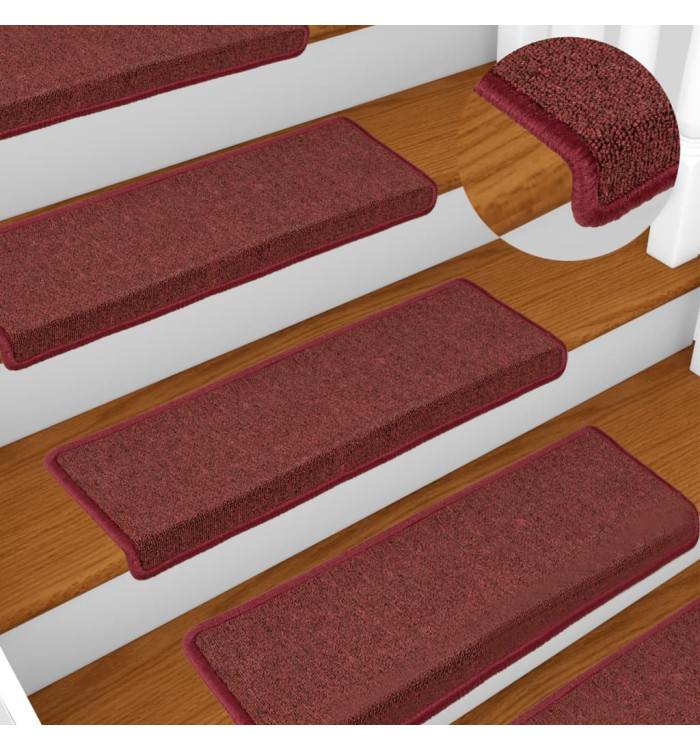 Tapis d'escalier 15 pcs 65x21x4 cm Rouge mat | Mobilier & Déco