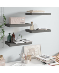 Étagère murale flottante 4 pcs Gris brillant 40x23x3,8 cm MDF | Mobilier & Déco