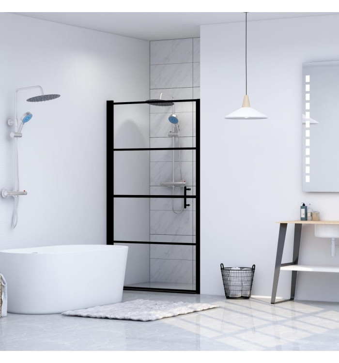 Porte de douche Verre trempé 81x195 cm Noir | Mobilier & Déco