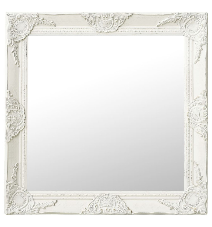 Miroir mural style baroque 60x60 cm Blanc | Mobilier & Déco