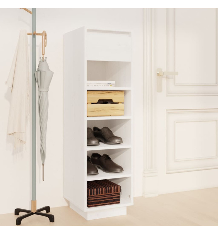 Armoire à chaussures blanc 30x34x105 cm bois de pin massif | Mobilier & Déco