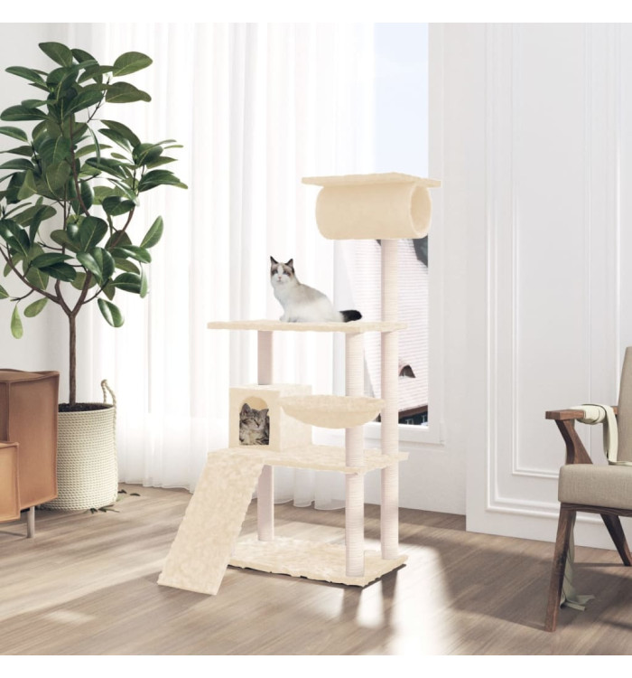 Arbre à chat avec griffoirs en sisal Crème 131 cm | Mobilier & Déco