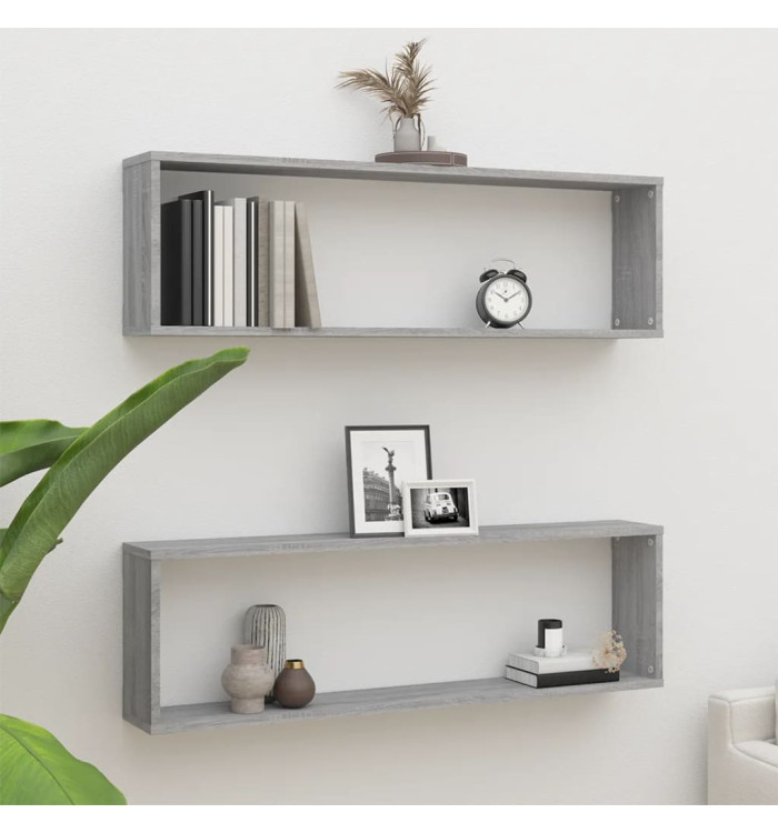 Étagères murales cube 2 pcs Sonoma gris 100x15x30 cm Bois | Mobilier & Déco