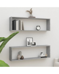 Étagères murales cube 2 pcs Sonoma gris 100x15x30 cm Bois | Mobilier & Déco