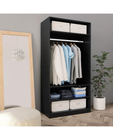 Garde-robe Noir 100 x 50 x 200 cm Bois d'ingénierie | Mobilier & Déco