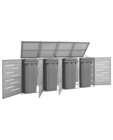 Abri pour quatre poubelles 276,5x77,5x112,5 cm Inox | Mobilier & Déco