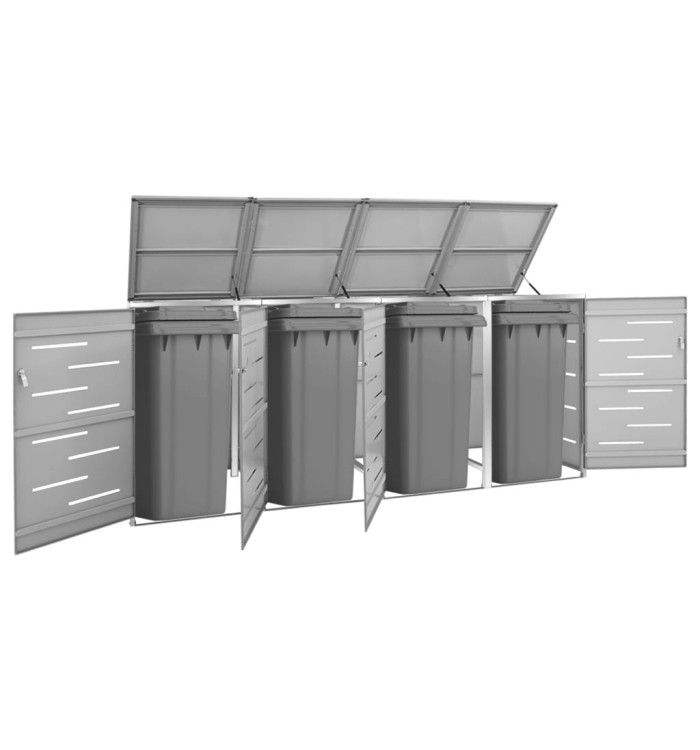 Abri pour quatre poubelles 276,5x77,5x112,5 cm Inox | Mobilier & Déco