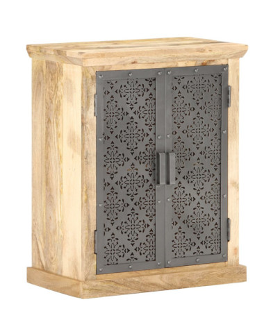 Buffet avec portes en acier 60x35x75 cm Bois de manguier solide | Mobilier & Déco