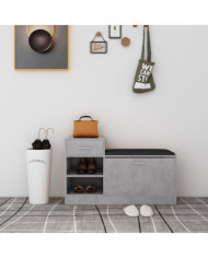 Banc à chaussures Gris béton 94,5x31x57 cm Aggloméré | Mobilier & Déco