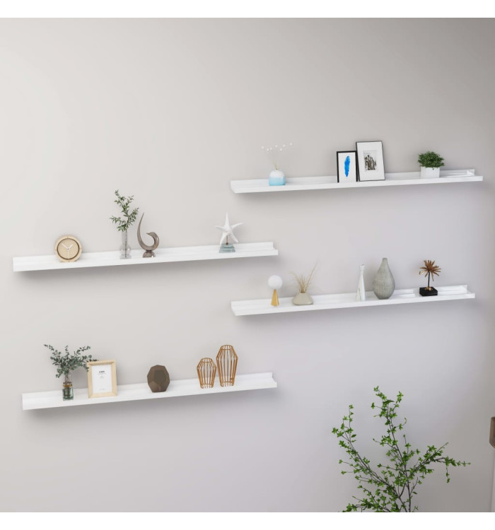 Étagères murales 4 pcs Blanc brillant 100x9x3 cm | Mobilier & Déco