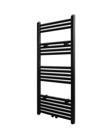 Sèche-serviettes eau chaude à rails droits noir 500 x 1160 mm | Mobilier & Déco