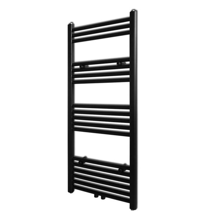 Sèche-serviettes eau chaude à rails droits noir 500 x 1160 mm | Mobilier & Déco