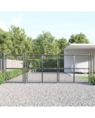 Portal de jardin maille anthracite 400x175 cm acier galvanisé | Mobilier & Déco