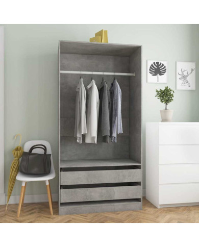 Garde-robe Gris béton 100x50x200 cm Bois d'ingénierie | Mobilier & Déco