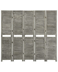 Cloison de séparation 5 panneaux Gris 179x166 cm Bois solide | Mobilier & Déco
