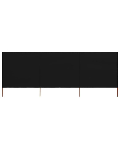 Paravent 3 panneaux Tissu 400 x 160 cm Noir | Mobilier & Déco