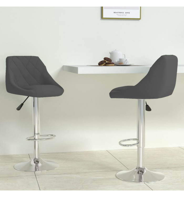 Tabourets de bar lot de 2 gris foncé velours | Mobilier & Déco