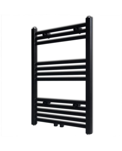 Sèche-serviettes eau chaude à rails droits noir 500x764 mm | Mobilier & Déco