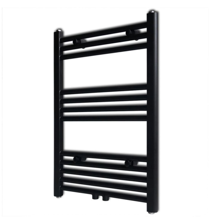 Sèche-serviettes eau chaude à rails droits noir 500x764 mm | Mobilier & Déco