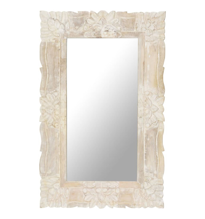 Miroir Blanc 80x50 cm Bois de manguier massif | Mobilier & Déco