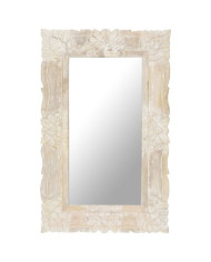 Miroir Blanc 80x50 cm Bois de manguier massif | Mobilier & Déco