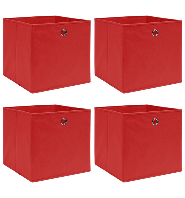 Boîtes de rangement 4 pcs Rouge 32x32x32 cm Tissu | Mobilier & Déco