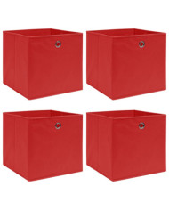 Boîtes de rangement 4 pcs Rouge 32x32x32 cm Tissu | Mobilier & Déco