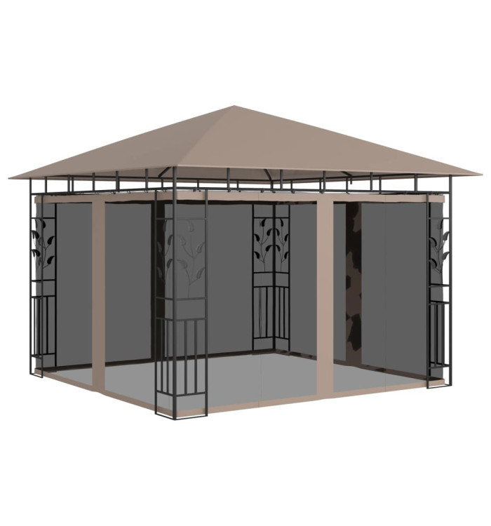 Belvédère avec moustiquaire 3x3x2,73 m Taupe 180 g/m² | Mobilier & Déco