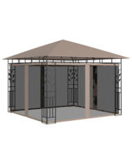 Belvédère avec moustiquaire 3x3x2,73 m Taupe 180 g/m² | Mobilier & Déco