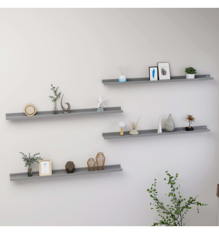 Étagères murales 4 pcs Gris 100x9x3 cm | Mobilier & Déco