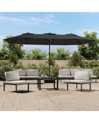 Parasol de jardin à double tête avec LED anthracite 449x245 cm | Mobilier & Déco