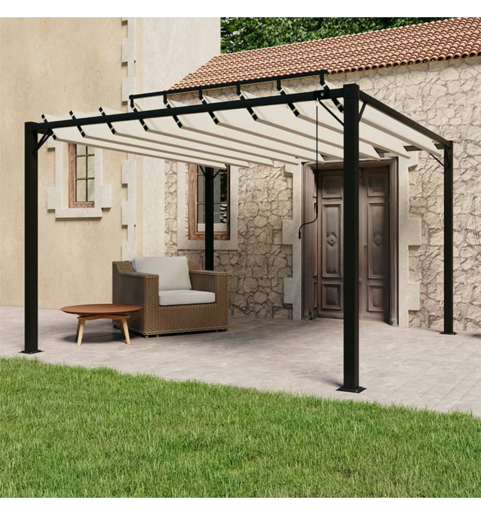 Tonnelle avec toit à persienne 3x3 m Crème Tissu et aluminium | Mobilier & Déco