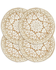 Napperons 4 pcs Blanc 38 cm Rond Jute | Mobilier & Déco