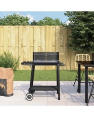 Barbecue au charbon de bois avec roues noir acier | Mobilier & Déco