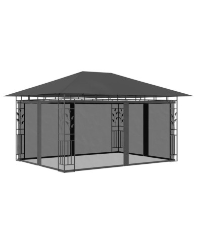 Belvédère avec moustiquaire 4x3x2,73 m Anthracite 180 g/m² | Mobilier & Déco