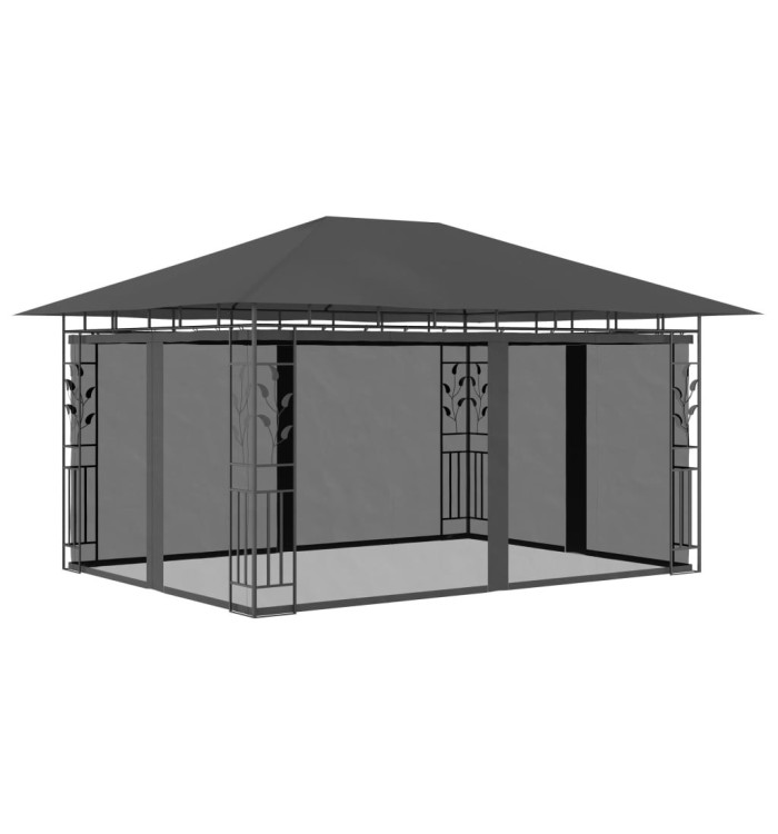 Belvédère avec moustiquaire 4x3x2,73 m Anthracite 180 g/m² | Mobilier & Déco