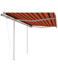 Auvent rétractable automatique poteaux 3,5x2,5 m Orange marron | Mobilier & Déco