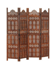Cloison de séparation 4 panneaux Marron 160x165cm Bois manguier | Mobilier & Déco